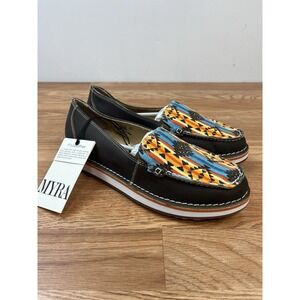 MYRA Laguna Leather Slip-on Sneakers Women's Size 9 Brown Southwestern Shoes NEW